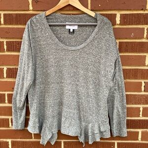 Current / Elliot Ruffled Hem Lightweight Grey Long‎ Sleeve Shirt Size 1
